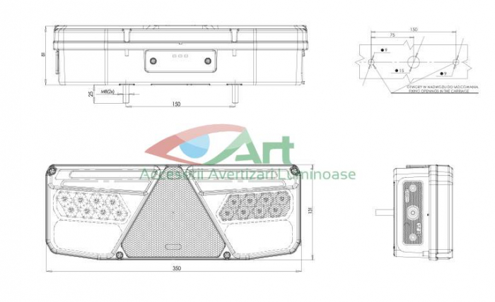 Lampa multifunctionala NEON semnal dinamic W170 Dreapta (35x13) [7]