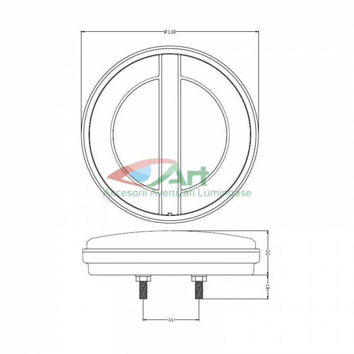 Lampa rotunda NEON 3 functii V1884 12V/24V FI14 semnal dinamic [2]