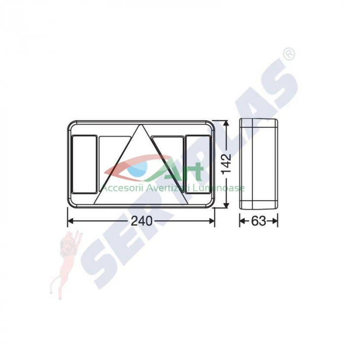 Lampa spate 5 functii cu triunghi 0100P Sertplas Dreapta (24x14) [2]