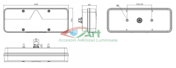 Lampa stop 6 functii dreapta Kingpoint FT-500-25LED Fristom (40x15.3) [18]