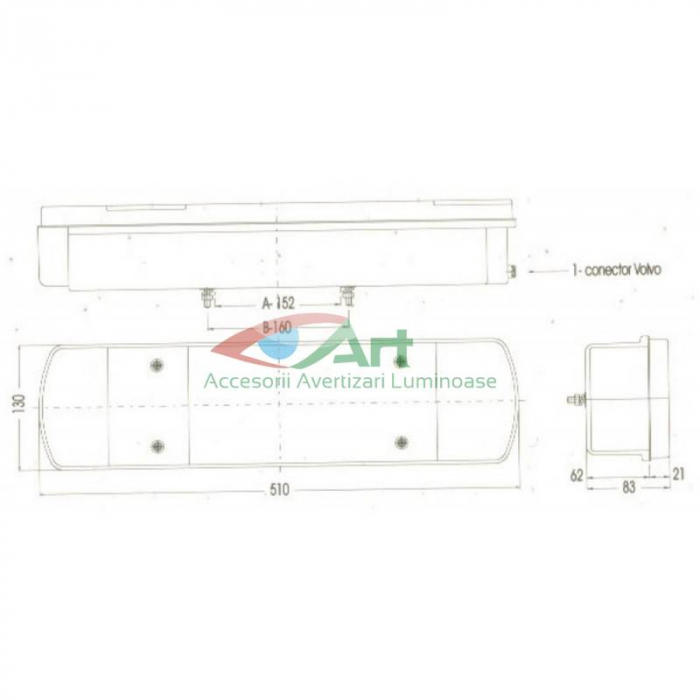 Lampa stop cu bec tip Volvo cu mufa (51x13) [2]