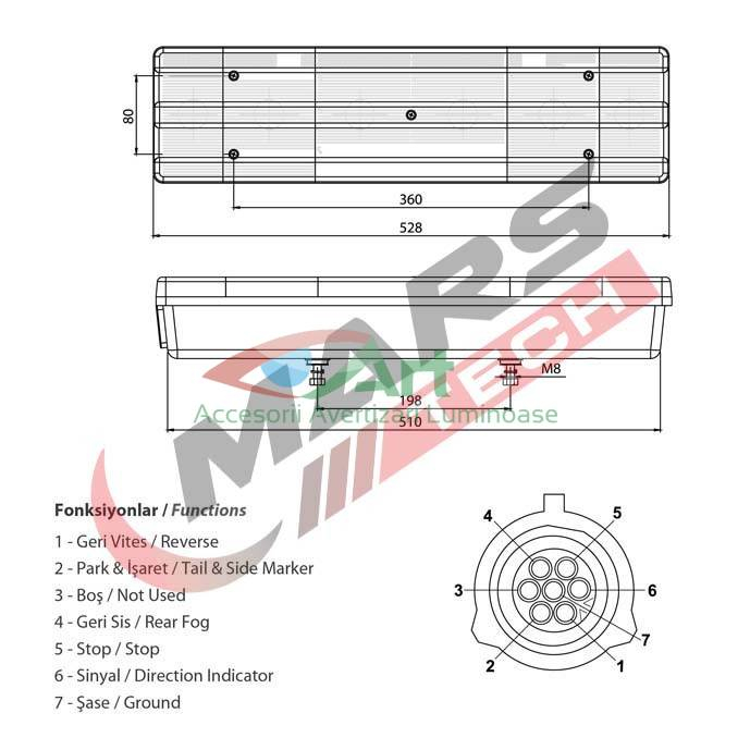 Lampa stop cu led Mercedes 24V (52X13) [2]