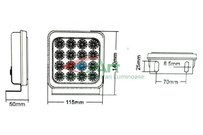 Lampa stop cu led Portocalie 12V/24V (marcaje rutiere) [11]