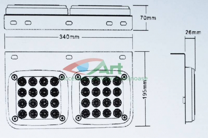 Lampa stop cu led SMD 9001AL Stanga 12V/24V (34x19.5) [2]