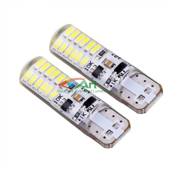 Led auto T10 cu 28 SMD cu Stroboscop Albastru [3]
