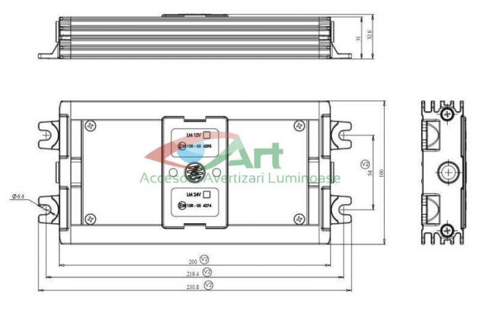 Lampa laterala Neon galbena cu suport 12v-24v AD0322 [2]
