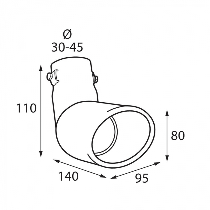 Ornament toba esapament curbat TS-21, din otel inoxidabil lustruit, racordare Ø30-45mm [7]