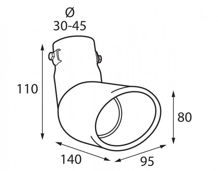 Ornament toba esapament curbat TS-21, din otel inoxidabil lustruit, racordare Ø30-45mm [10]