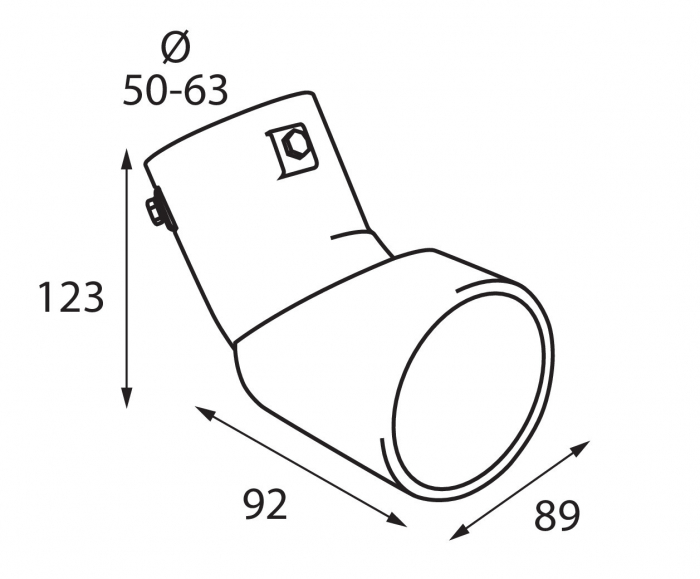 Ornament toba esapament curbat TS-45, din otel inoxidabil lustruit, racordare Ø50-63mm [3]