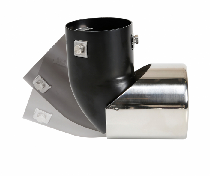 Ornament toba esapament curbat TS-45, din otel inoxidabil lustruit, racordare Ø50-63mm [12]