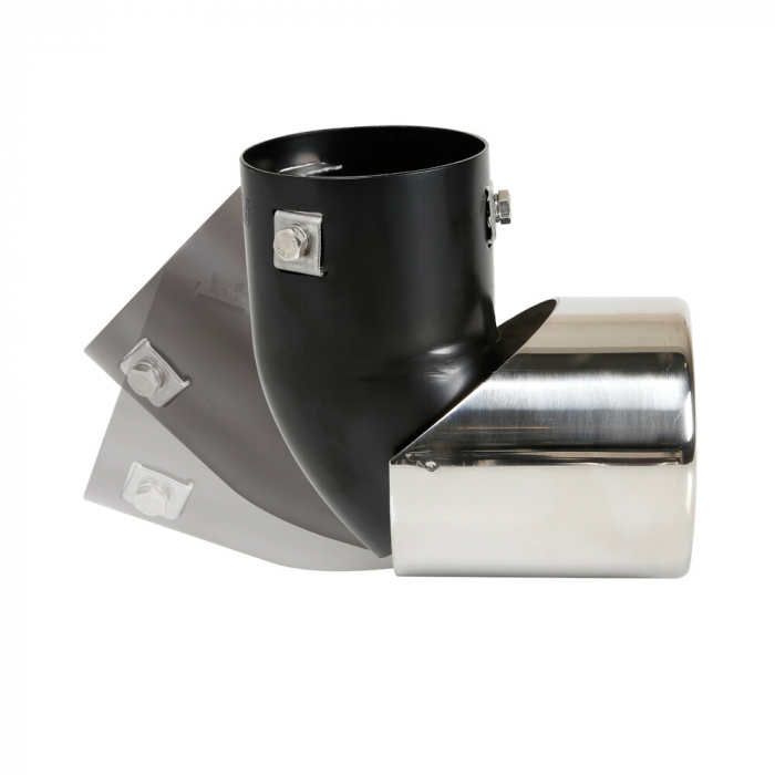 Ornament toba esapament curbat TS-45, din otel inoxidabil lustruit, racordare Ø50-63mm [8]