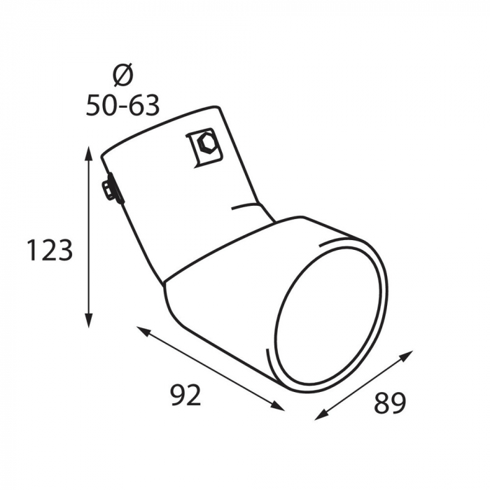 Ornament toba esapament curbat TS-45, din otel inoxidabil lustruit, racordare Ø50-63mm [7]