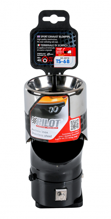 Ornament toba esapament curbat TS-68, din otel inoxidabil lustruit, sunet sport, racordare Ø30-45mm [4]