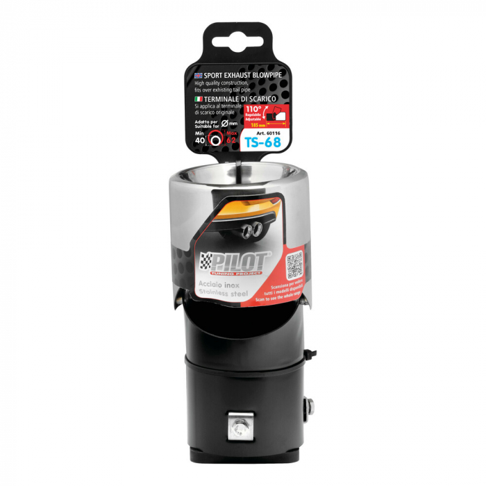 Ornament toba esapament curbat TS-68, din otel inoxidabil lustruit, sunet sport, racordare Ø30-45mm [8]