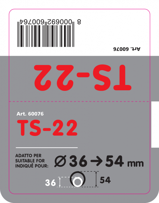 Ornament toba esapament dublu TS-22, din otel inoxidabil lustruit, racordare Ø36-54mm [8]
