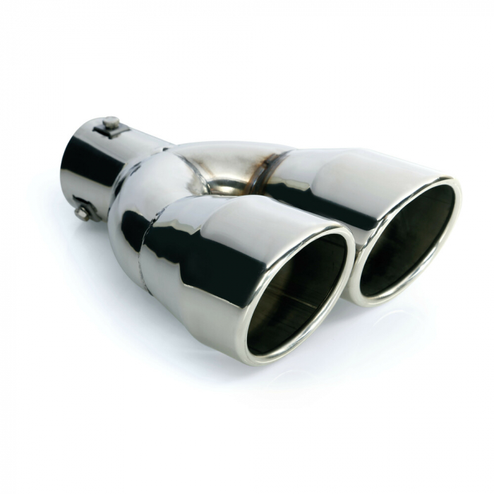 Ornament toba esapament dublu TS-22, din otel inoxidabil lustruit, racordare Ø36-54mm [6]