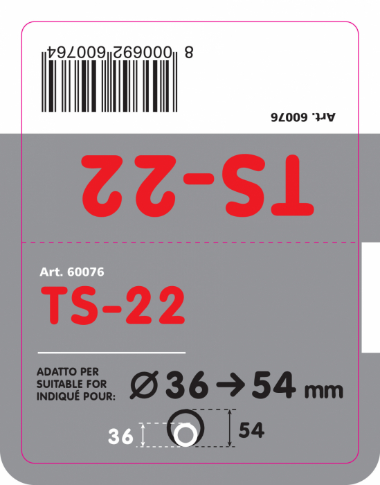 Ornament toba esapament dublu TS-22, din otel inoxidabil lustruit, racordare Ø36-54mm [11]