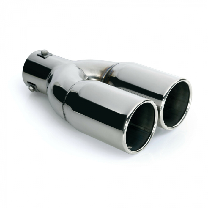 Ornament toba esapament dublu TS-23, din otel inoxidabil lustruit, racordare Ø36-54mm [6]