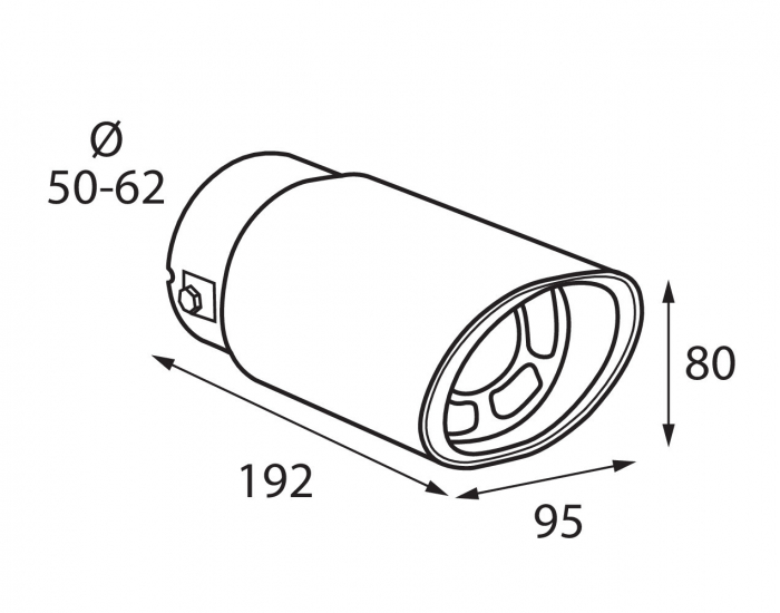 Ornament toba esapament TS-03, din otel inoxidabil lustruit, sunet sport, racordare Ø50-62mm [10]