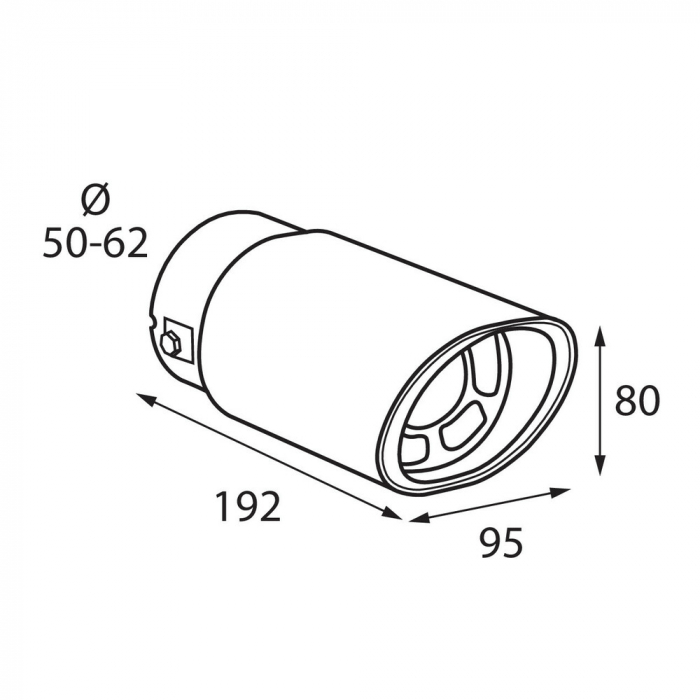 Ornament toba esapament TS-03, din otel inoxidabil lustruit, sunet sport, racordare Ø50-62mm [6]