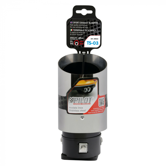 Ornament toba esapament TS-03, din otel inoxidabil lustruit, sunet sport, racordare Ø50-62mm [8]