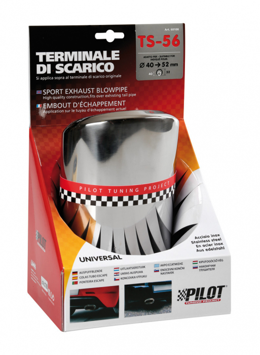 Ornament toba esapament TS-56, din otel inoxidabil lustruit, sunet sport, racordare Ø38-52mm [9]