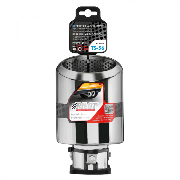Ornament toba esapament TS-56, din otel inoxidabil lustruit, sunet sport, racordare Ø38-52mm [6]