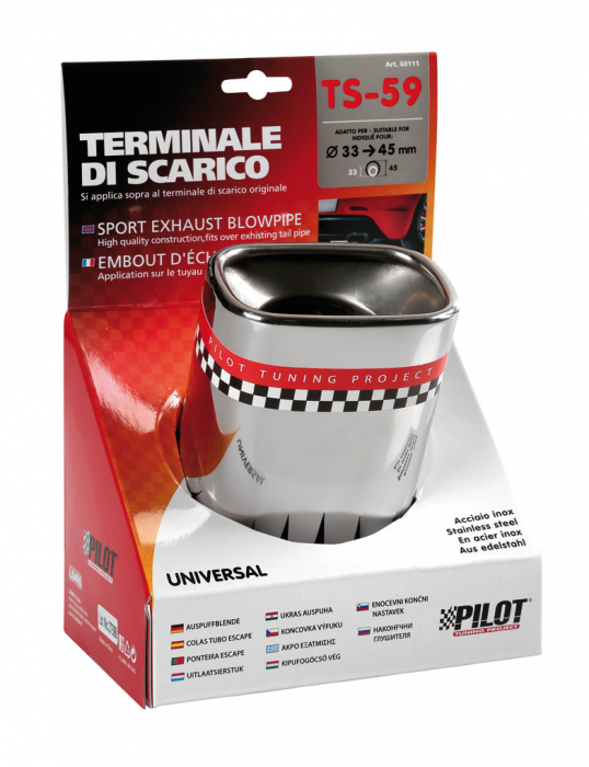 Ornament toba esapament TS-59, din otel inoxidabil lustruit, racordare Ø32-45mm [9]
