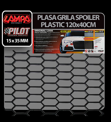 Plasa grila spoiler plastic Negru - Hexagon mare 15x35mm - 120x40cm [10]