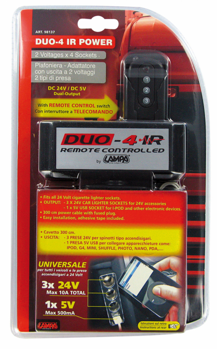 Priza tripla bricheta cu USB si telecomanda Duo-4 IR 24V [9]