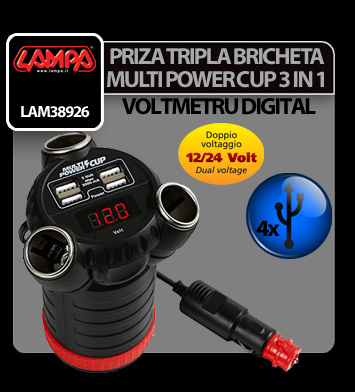 Priza tripla bricheta Multi Power Cup 3 in 1 12/24/36V [5]