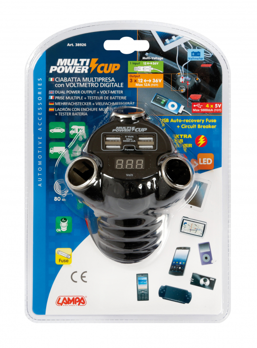 Priza tripla bricheta Multi Power Cup 3 in 1 12/24/36V [4]