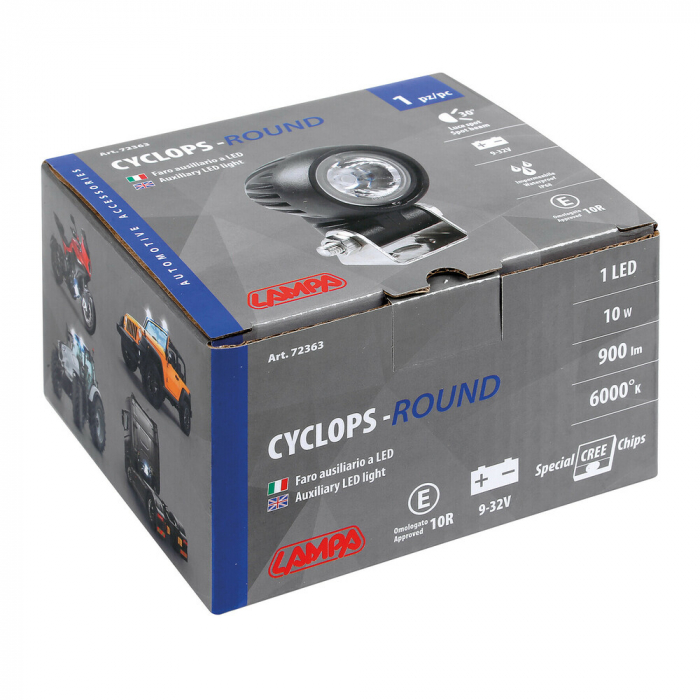 Proiector Cyclops-Round 1LED - 9/32V - Profunzime - Alb [6]