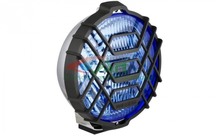 Proiector rotund TIR halogen cromat sticla albastra si grilaj [5]