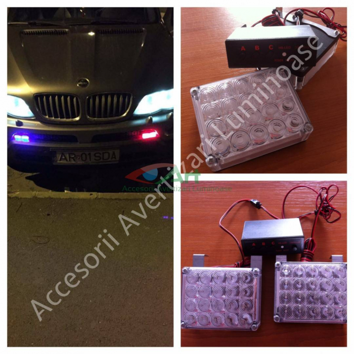 Set 2 buc Lampa stroboscopica 44 LED ROSU-ALBASTRU [7]