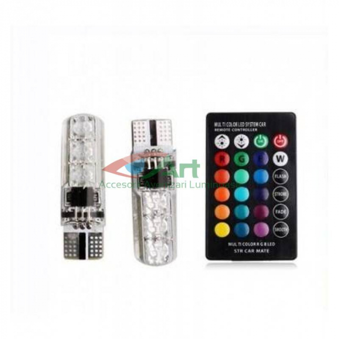 Set 2 led T10 RGB siliconat [5]