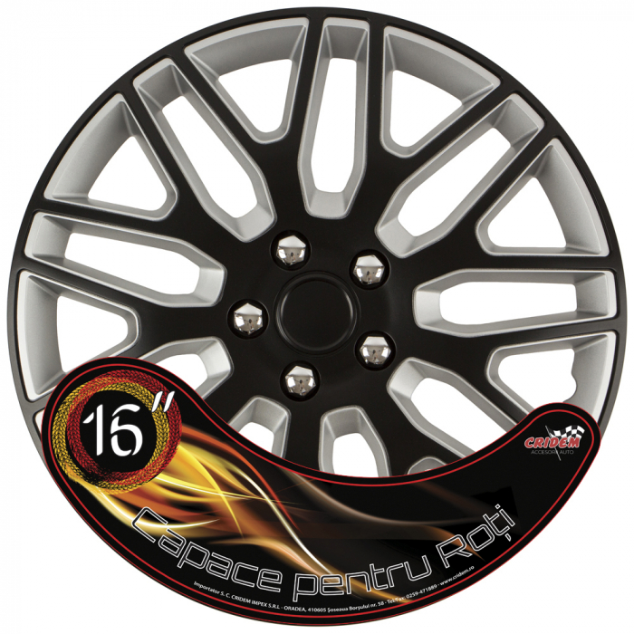Set capace roti auto Cridem Dakar NC 4buc - Negru/Argintiu - 16'' [8]