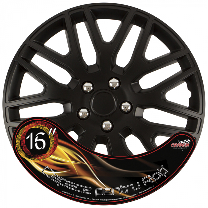 Set capace roti auto Cridem Dakar NC 4buc - Negru/Crom - 16'' [2]