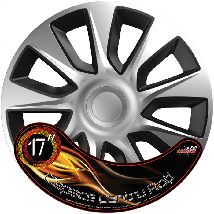 Set capace roti auto Cridem Stratos 4buc - Argintiu/Negru - 17'' [5]