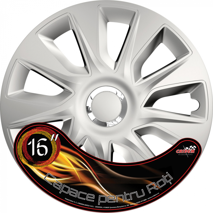 Set capace roti auto Cridem Stratos RC 4buc - Argintiu/Crom - 16'' [5]