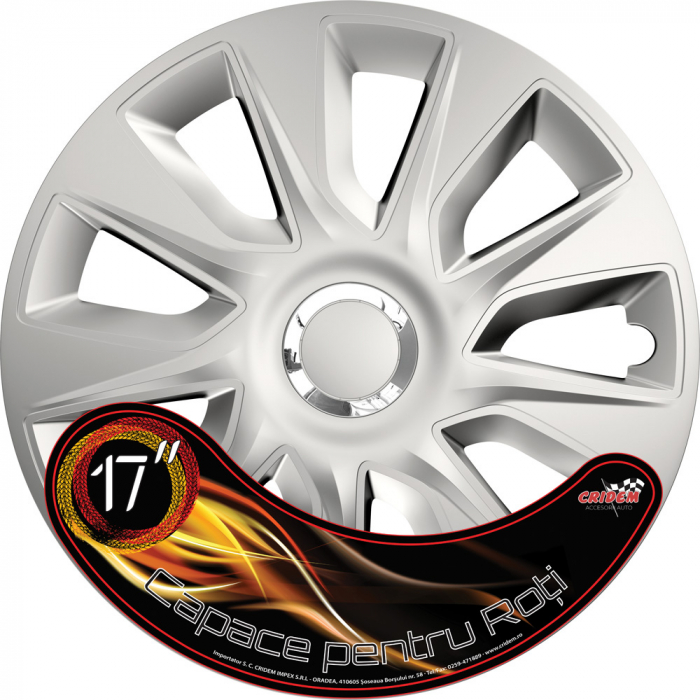 Set capace roti auto Cridem Stratos RC 4buc - Argintiu/Crom - 17'' [5]
