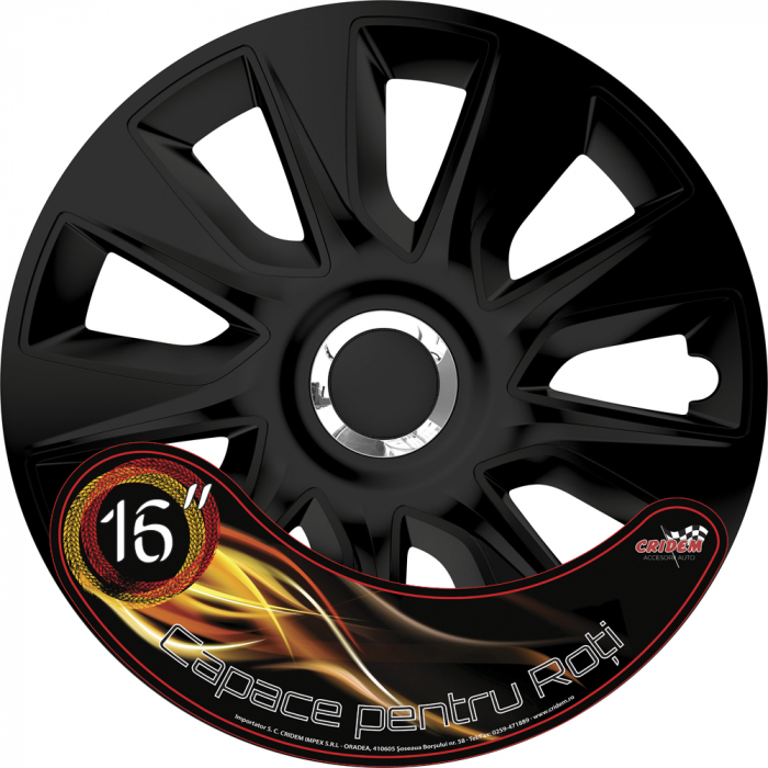 Set capace roti auto Cridem Stratos RC 4buc - Negru/Crom - 16'' [2]