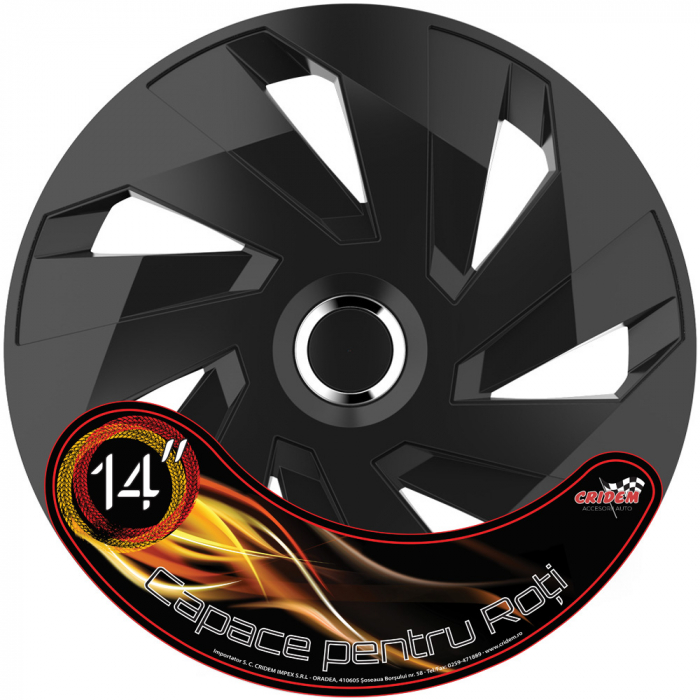 Set capace roti auto Cridem Vector RC 4buc - Negru/Crom - 14'' [5]