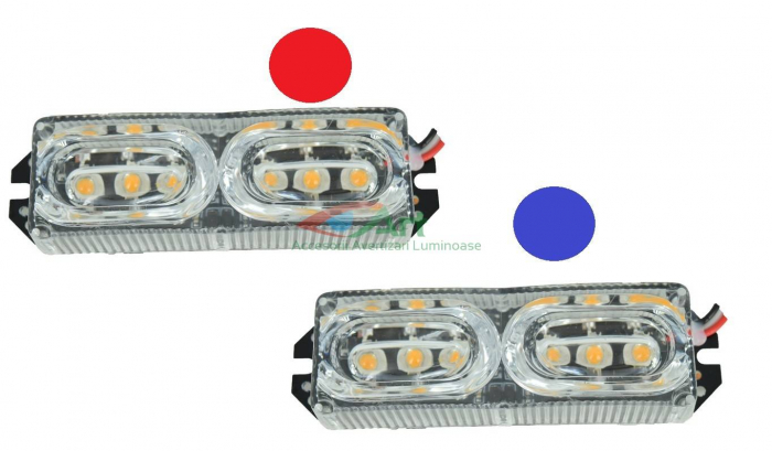 Set stroboscoape LED cu doua jocuri de lumini si 6 led Rosu-Albastru [1]