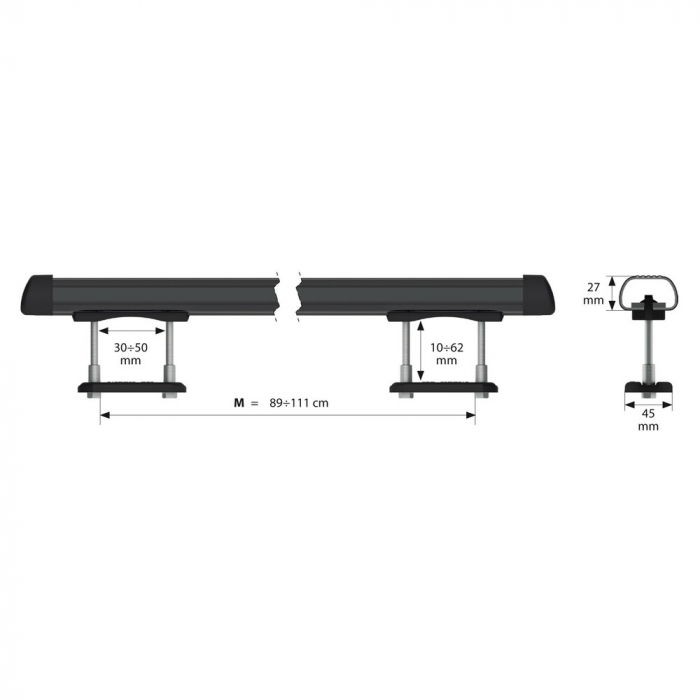 Set suporti portbagaj complet Club din otel, montaj pe bare longitudinale 2buc - M - 120cm [14]