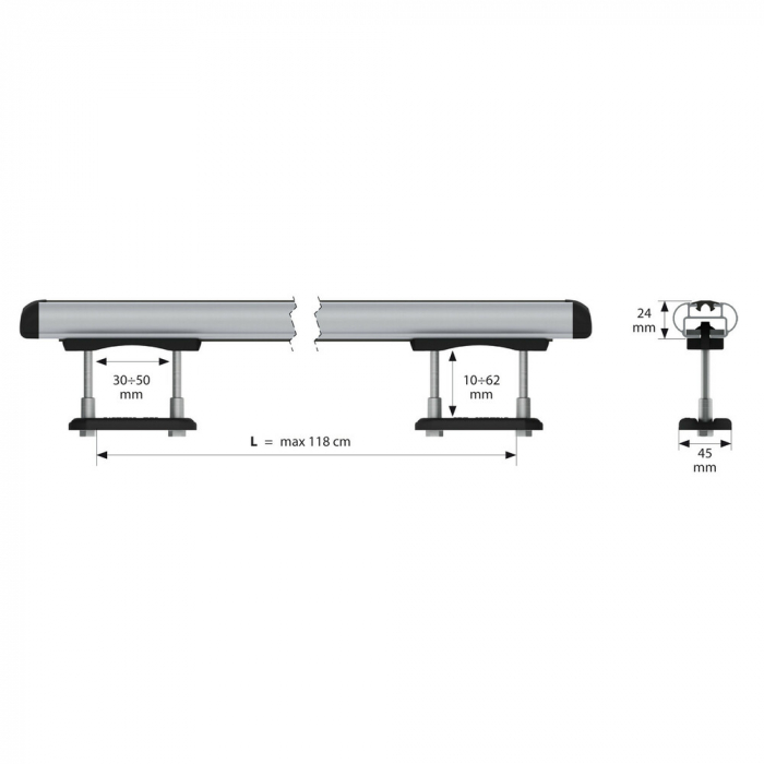 Set suporti portbagaj complet Kuma din aluminiu, montaj pe bare longitudinale 2buc - L - 129cm [14]