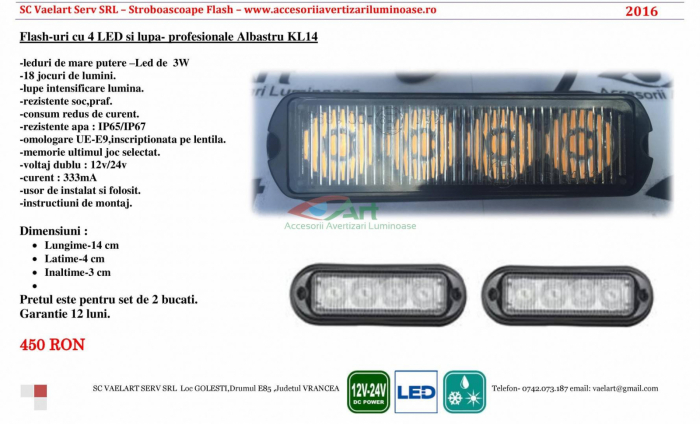 Stroboscop 4 LED Albastru Tracer [14]