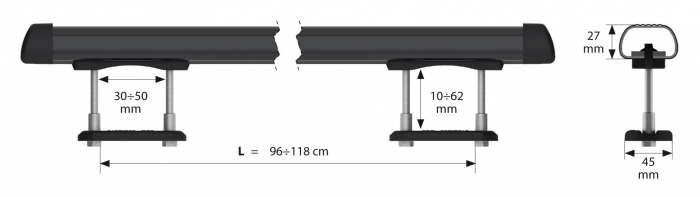 Set suporti portbagaj complet Club din otel, montaj pe bare longitudinale 2buc - L - 127cm [4]