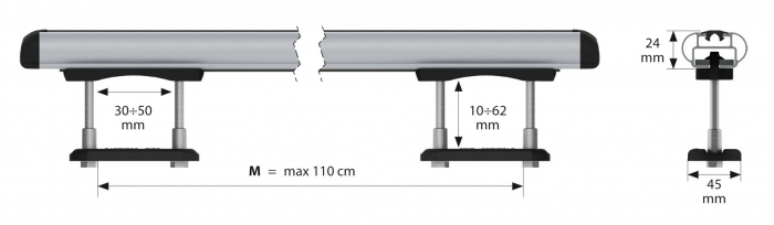 Set suporti portbagaj complet Kuma din aluminiu, montaj pe bare longitudinale 2buc - M - 122cm [4]