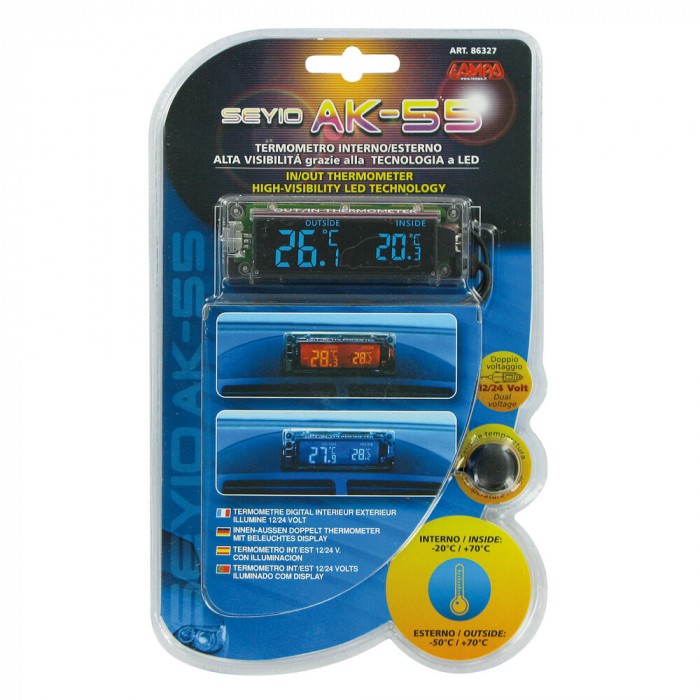 Termometru int-ext Seyio AK-55 doua culori 12/24V [6]